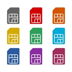 Poster - SIM card icon isolated on white background. Set icons colorful