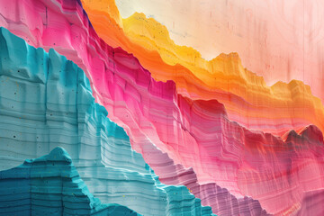 Poster - Surreal colorful landscape inspired by Grand Canyon. Rock texture, rock formations. Abstract colorful background image. Created with Generative AI technology