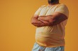 closeup body of chubby man standing wearing sport clothes