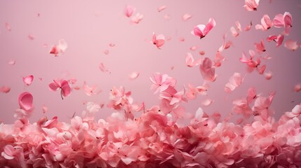 Wall Mural - Dance of floating pink petals in the air, cut out
