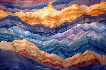 Poster - Surreal colorful landscape inspired by Grand Canyon. Rock texture, rock formations. Abstract colorful background image. Created with Generative AI technology