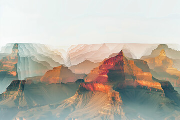 Poster - Surreal colorful landscape inspired by Grand Canyon. Rock texture, rock formations. Abstract colorful background image. Created with Generative AI technology