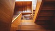 © Олег Фадеев - Wooden stairs in a modern building, close-up of photo