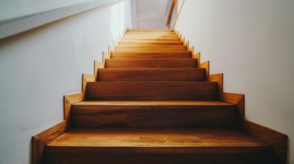 Wall Mural - Wooden stairs in the interior of a modern house