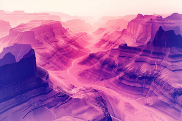 Poster - Surreal colorful landscape inspired by Grand Canyon. Rock texture, rock formations. Abstract colorful background image. Created with Generative AI technology