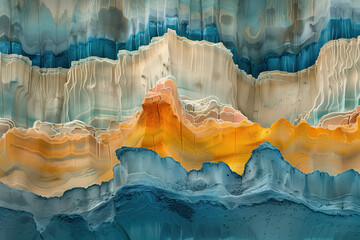 Poster - Surreal colorful landscape inspired by Grand Canyon. Rock texture, rock formations. Abstract colorful background image. Created with Generative AI technology