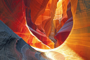 Poster - Surreal colorful landscape inspired by Grand Canyon. Rock texture, rock formations. Abstract colorful background image. Created with Generative AI technology