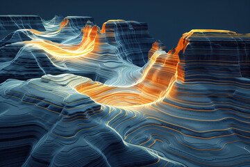 Poster - Surreal colorful landscape inspired by Grand Canyon. Abstract colorful background image. Created with Generative AI technology