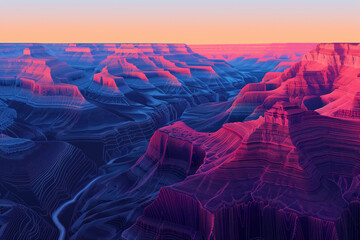 Poster - Surreal colorful landscape inspired by Grand Canyon. Abstract colorful background image. Created with Generative AI technology