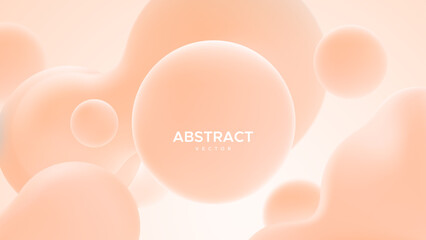 Poster - Abstract background with peach fuzz metaball shapes. Morphing organic blobs. Vector 3d illustration. Abstract 3d background. Liquid shapes. Banner or sign design