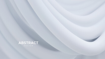 Wall Mural - abstract background with 3d curvy white stripes. dynamic ribbons backdrop. soft elastic shapes. vect