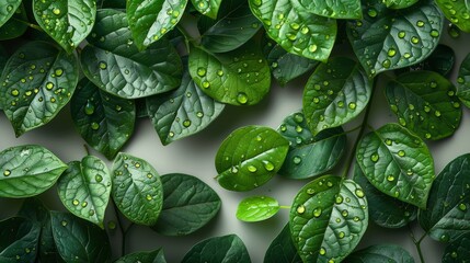 Poster - The border of fresh leaves