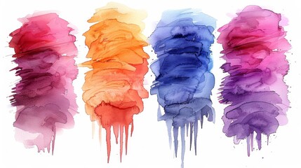 Poster - brush strokes and banners i made myself with watercolors. isolated on white background.