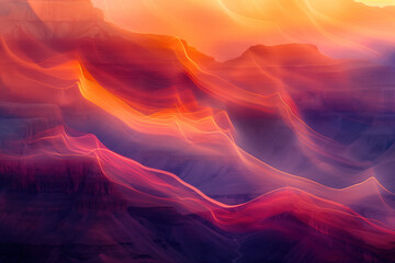 Poster - Surreal abstract colorful landscape inspired by Grand Canyon. Abstract colorful background image. Created with Generative AI technology