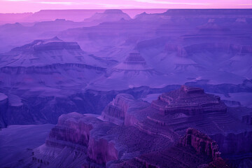 Poster - Misty Canyon. Surreal colorful landscape inspired by Grand Canyon. Abstract colorful background image. Created with Generative AI technology