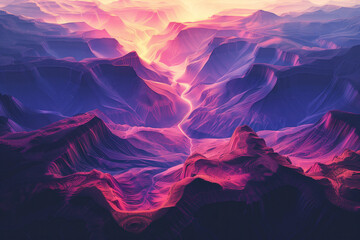Poster - Surreal colorful landscape inspired by Grand Canyon. Abstract colorful background image. Created with Generative AI technology