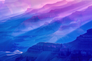 Poster - Misty Canyon. Surreal colorful landscape inspired by Grand Canyon. Abstract colorful background image. Created with Generative AI technology