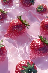 Wall Mural - Ripe juicy strawberry in water