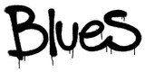 Fototapeta Młodzieżowe - Spray graffiti word BLUES over white. Musical genre concept.
