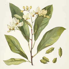 Wall Mural - Botanical illustration, Elettaria cardamomum