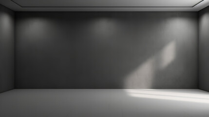 Wall Mural - Minimal abstract light black background for product presentation. Shadow and light from windows on plaster Minimal wall