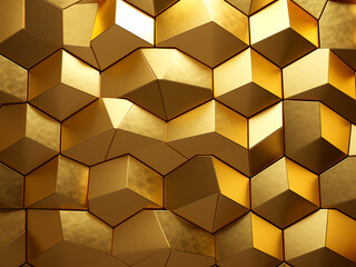 Wall Mural - radiant tessellation: an elegant illustration with a gold backdrop. ai generation.