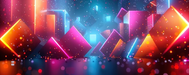 Aufkleber - abstract illustration of colorful neon circuit with glowing orange lamp on black surface