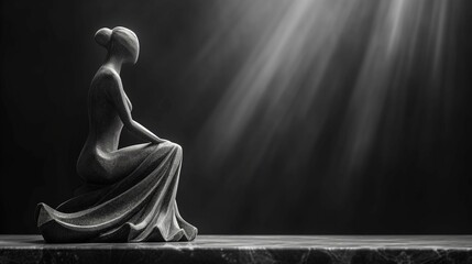 Elegant Art Deco Statue in Monochrome, generative ai