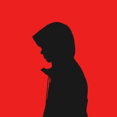 Poster - silhouette of a woman with hoodie