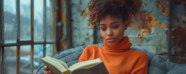 Wall Mural - Anonymous black woman making notes in diary