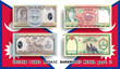 Vector set of pixel mosaic banknotes of Nepal. Collection of notes in denominations of 10 and 50 rupees. Obverse and reverse. Play money or flyers. Part 2