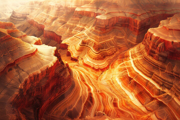 Poster - Misty Canyon. Surreal colorful landscape inspired by Grand Canyon. Abstract colorful background image. Created with Generative AI technology