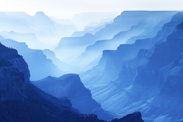 Poster - Misty Canyon. Surreal colorful landscape inspired by Grand Canyon. Abstract colorful background image. Created with Generative AI technology