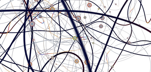 Fototapete - Gene lines and nodes, biological gene structure, 3d rendering.