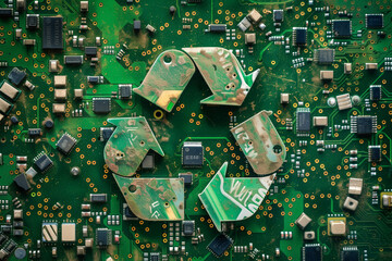 E-Waste Recycling Symbol with Circuit Boards