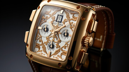 A watch with a square dial and a unique design, expressing originality and original