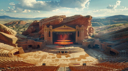 A stage with a large audience of people watching