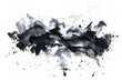 Black and gray smudged watercolor paint stain on white background.