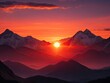 sunset behind the mountains background