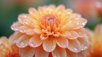 Poster - Colorful Details of a Beige Chrysanthemum, generative ai