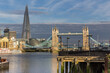 Tower Bridge and Shard in London in the morning