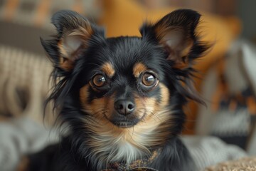 A cute puppy, looking sweetly at the camera.