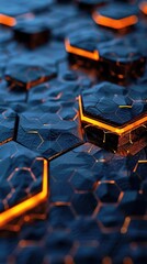 Poster - Digital hexagon abstract background