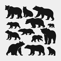 Wall Mural - flat design bear silhouette collection