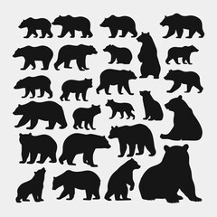 Wall Mural - flat design bear silhouette collection