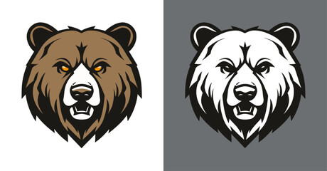 Wall Mural - Bear colored head logo icon 005