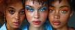 Diverse female models in stylish makeup