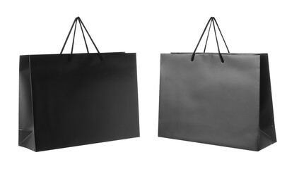 Wall Mural - Black paper bag isolated on white, different sides