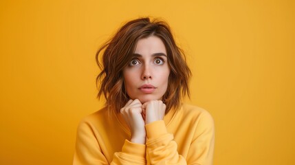 Wall Mural - Shocked Young Woman with Tousled Hair