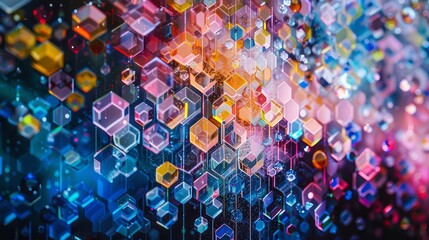 Poster - Tapestry of hexagons, each containing a fragment of data, portraying the intricate puzzle of digital information
